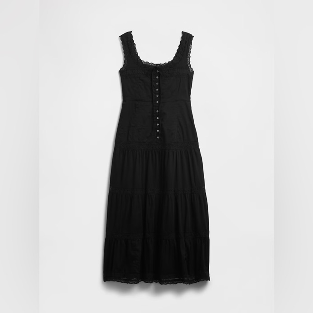 GAP Black Tiered Lace-Trim Maxi Dress - Picture 5 of 6